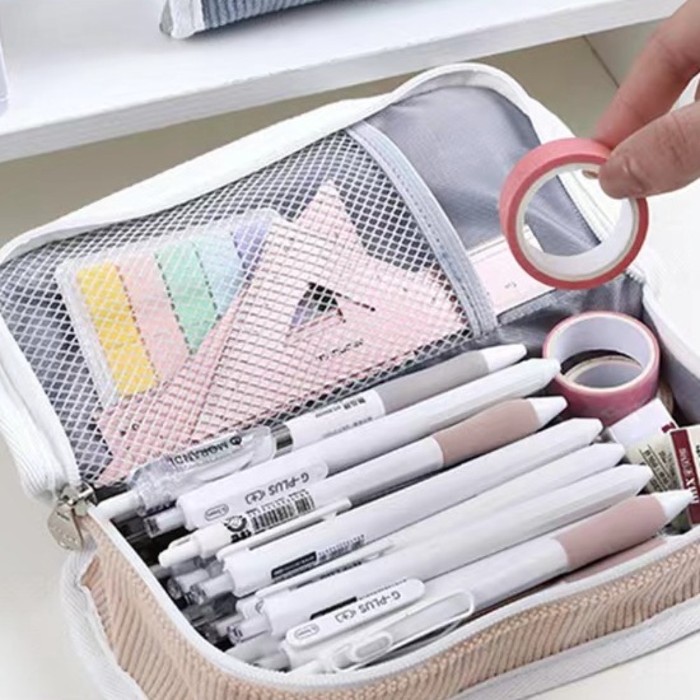 Aesthetic Large Pencil Case Pouch - Astuccio Estetico Multifunzionale Rosa Blu Grigio